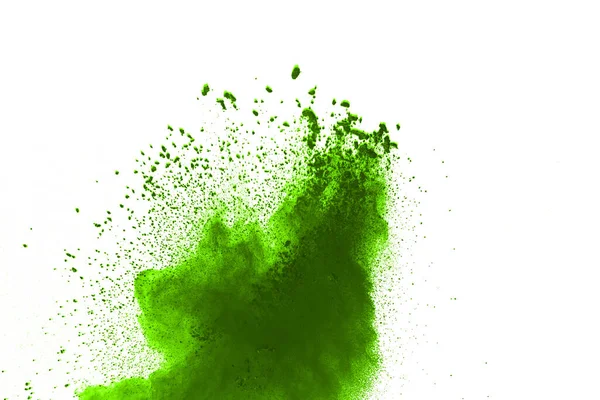 Πράσινη Έκρηξη Σκόνης Απομονωμένη Λευκό Φόντο — Φωτογραφία Αρχείου