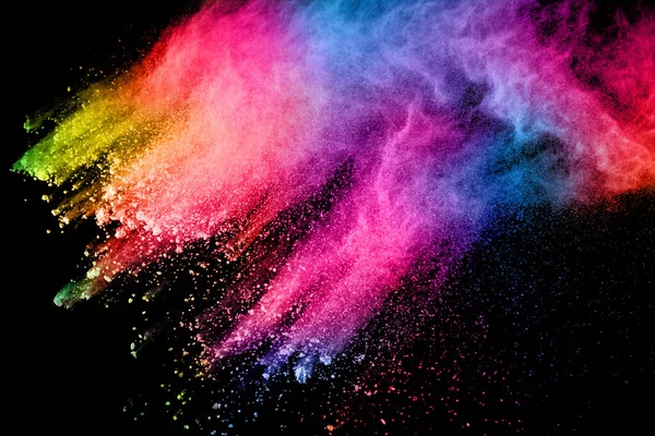 Explosion Poussière Couleur Abstraite Sur Fond Noir Poudre Abstraite Éclaboussé — Photo