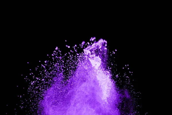 Explosão Roxo Fundo Preto Nuvem Colorida Poeira Colorida Explode Pintura — Fotografia de Stock