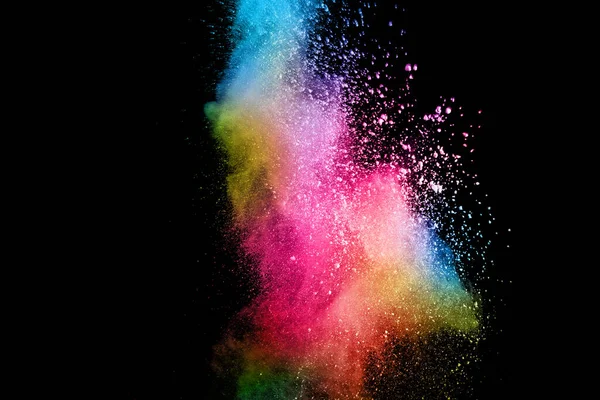 abstract colored dust explosion on a black background.abstract powder splatted background,Freeze motion of color powder exploding/throwing color powder, multicolored glitter texture.