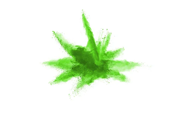 Взрыв Зеленого Порошка Белом Фоне — стоковое фото