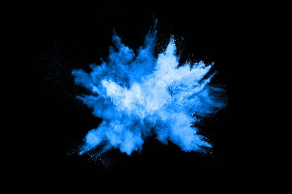 Blue Powder Explosion Black Background Colored Cloud Colorful Dust Explode — Stock Photo, Image