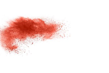 Beyaz arka planda kahverengi renkli toz patlaması. Renkli bulut. Renkli toz patlar. Boya Holi.