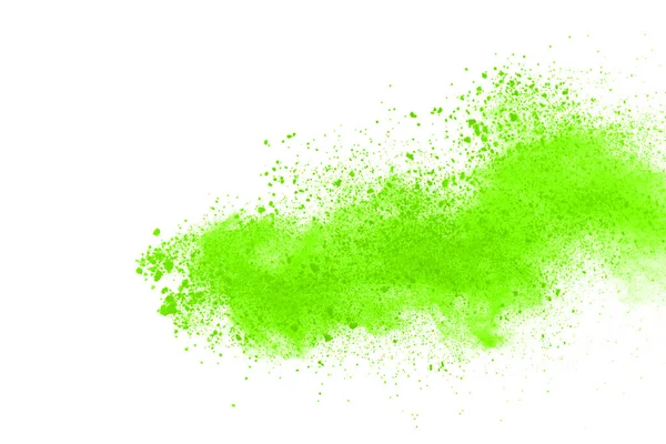 Взрыв Зеленого Порошка Белом Фоне — стоковое фото