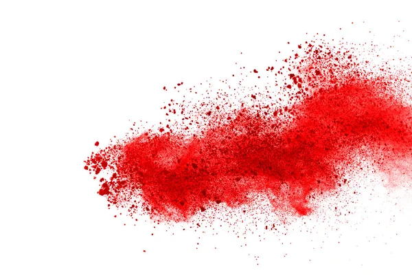 Bevriezen Beweging Van Rood Poeder Exploderen Geïsoleerd Witte Achtergrond Abstract — Stockfoto