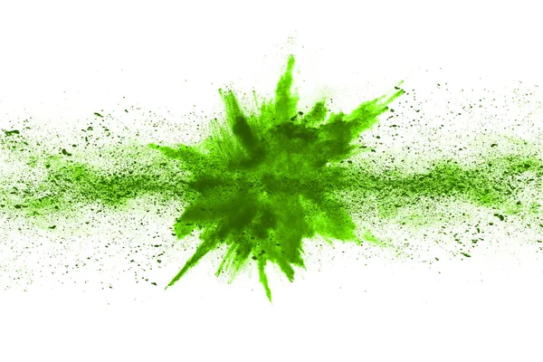 Green Powder Explosion White Background Colored Cloud Colorful Dust Explode — Stock Photo, Image