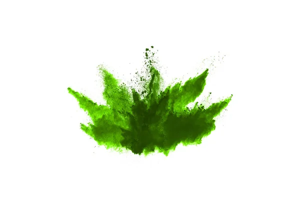 Green Powder Explosion White Background Colored Cloud Colorful Dust Explode — Stock Photo, Image