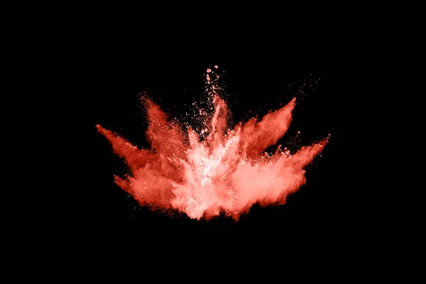 Living Coral Color Powder Explosion White Background Colored Cloud Colorful — Stock Photo, Image