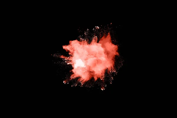 Living Coral Color Powder Explosion White Background Colored Cloud Colorful — Stock Photo, Image