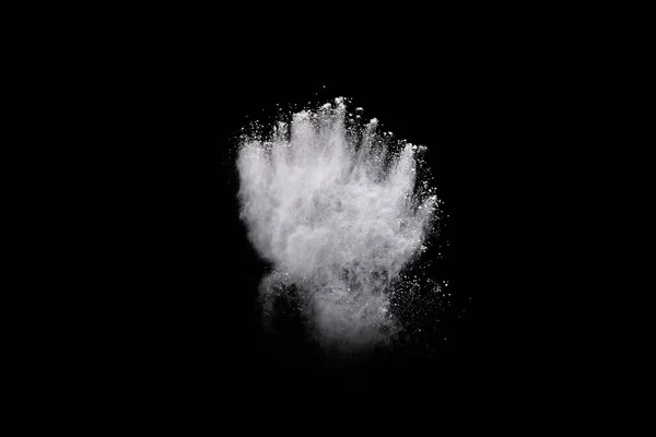Esplosione Polvere Bianca Sfondo Nero Nuvola Colorata Polvere Colorata Esplodere — Foto Stock