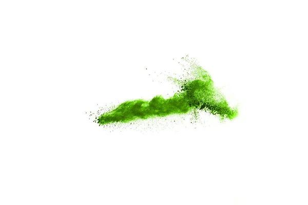 Explosão Verde Fundo Branco Nuvem Colorida Poeira Colorida Explode Pintura — Fotografia de Stock