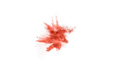 Beyaz arka planda kahverengi renkli toz patlaması. Renkli bulut. Renkli toz patlar. Boya Holi.