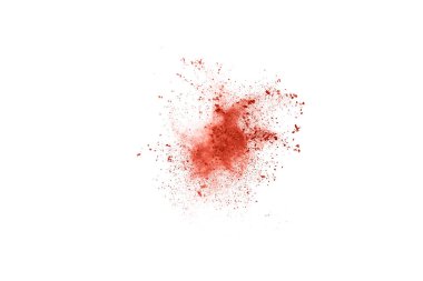 Beyaz arka planda kahverengi renkli toz patlaması. Renkli bulut. Renkli toz patlar. Boya Holi.