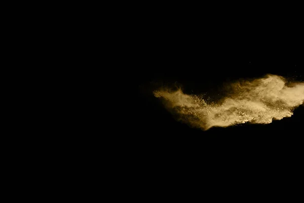Взрыв Золотого Порошка Черном Фоне Цветное Облако Разноцветная Пыль Взрывается — стоковое фото