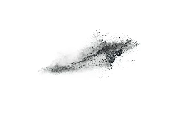 Particles Charcoal White Background Abstract Powder Splatted White Background Freeze — Stock Photo, Image