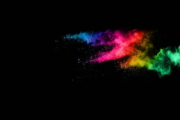 Abstrakte Farbige Staubexplosion Auf Schwarzem Hintergrund Abstraktes Pulver Gespritzt Hintergrund — Stockfoto