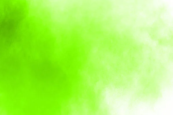 白色背景下的绿色粉末爆炸 五颜六色的灰尘爆炸了 油漆Holi — 图库照片