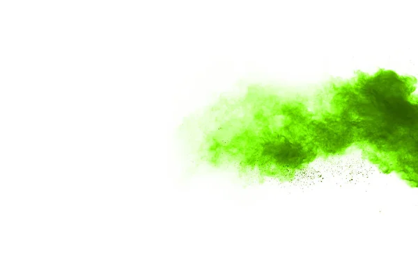 Green Powder Explosion White Background Colored Cloud Colorful Dust Explode — Stock Photo, Image