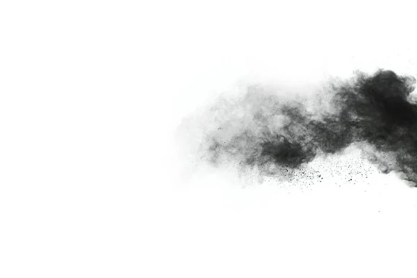 Částice Dřevěného Uhlí Bílém Pozadí Abstraktní Prášek Postříkaný Bílým Pozadím — Stock fotografie