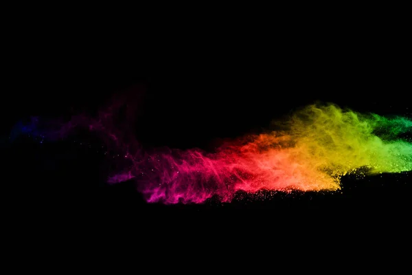 Abstract Colored Dust Explosion Black Background Abstract Powder Splatted Background — Stock Photo, Image