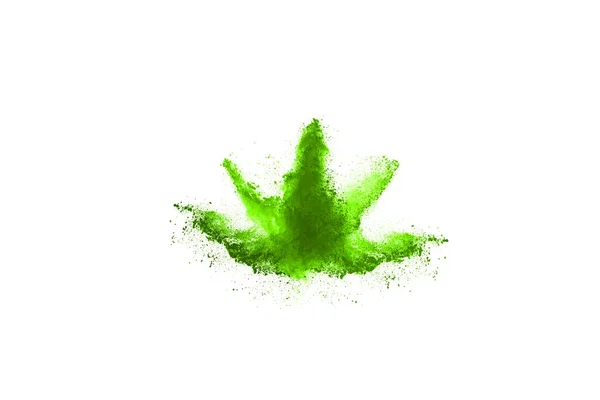 Green Powder Explosion White Background Colored Cloud Colorful Dust Explode — Stock Photo, Image