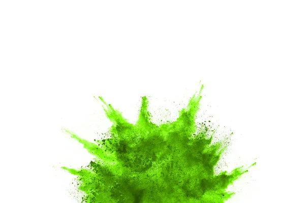 Explosão Verde Fundo Branco Nuvem Colorida Poeira Colorida Explode Pintura — Fotografia de Stock