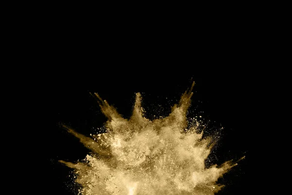 Golden Powder Explosion Black Background Colored Cloud Colorful Dust Explode — Stock Photo, Image