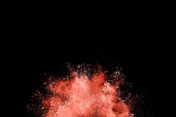 Živý Korál Barva Prášek Exploze Černém Pozadí Barevný Mrak Barevný — Stock fotografie