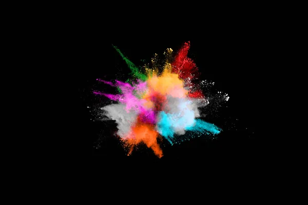 Abstrato Colorido Explosão Poeira Fundo Preto Abstrato Espalhado Fundo Congelar — Fotografia de Stock