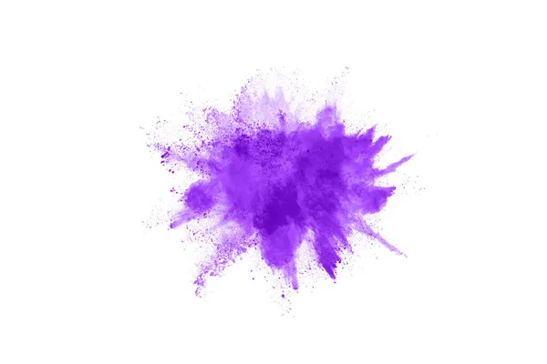 Explosión Polvo Primer Plano Una Explosión Partículas Polvo Púrpura Aislada — Foto de Stock
