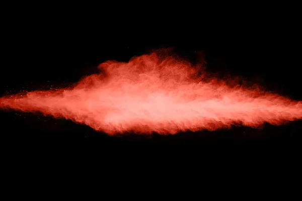 Explosión Polvo Color Coral Vivo Sobre Fondo Negro Nube Colores —  Fotos de Stock