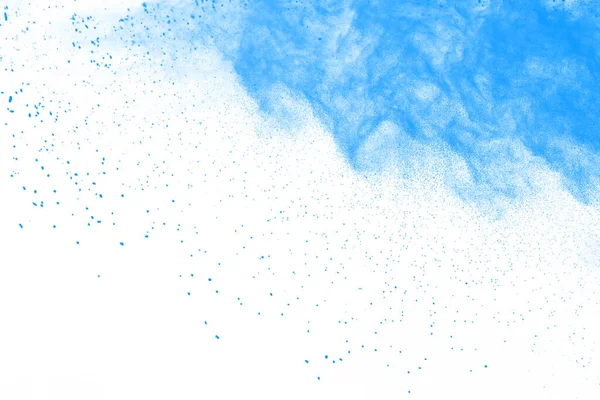 Blue Color Powder Explosion White Background Colored Cloud Colorful Dust — Stock Photo, Image