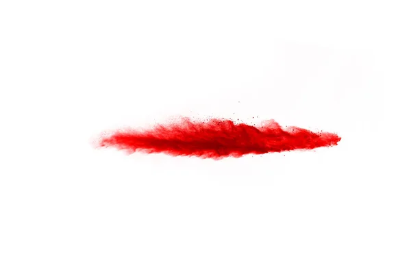 Freeze Motion Red Powder Exploding Isolated White Background Abstract Design — Stock Photo, Image