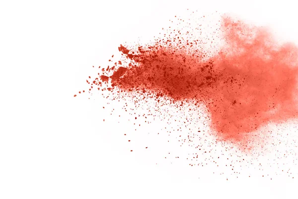 Bruine Kleur Poeder Explosie Witte Achtergrond Gekleurde Wolk Kleurrijk Stof — Stockfoto