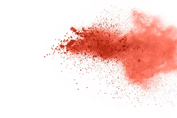 Beyaz arka planda kahverengi renkli toz patlaması. Renkli bulut. Renkli toz patlar. Boya Holi.