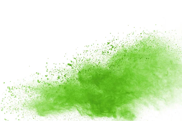 Explosão Verde Fundo Branco Nuvem Colorida Poeira Colorida Explode Pintura — Fotografia de Stock