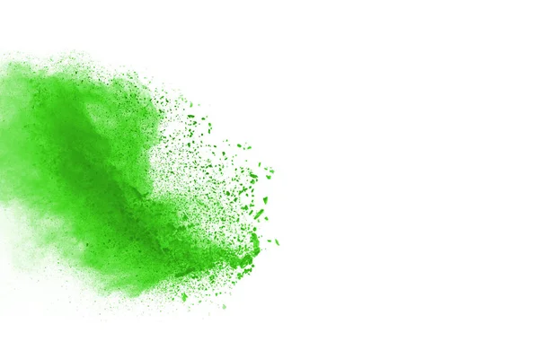 Green Powder Explosion White Background Colored Cloud Colorful Dust Explode — Stock Photo, Image