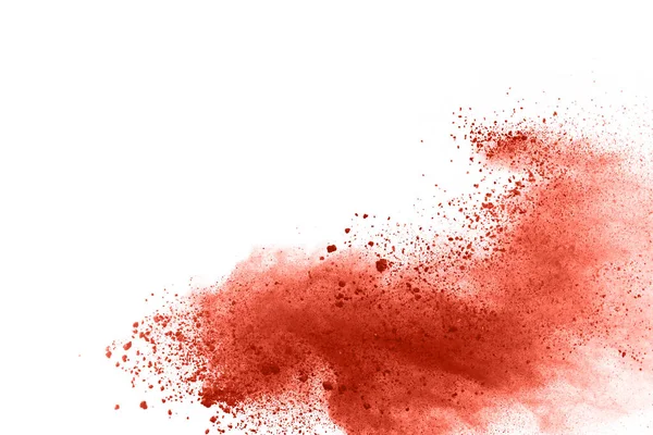 Levende Koraal Kleur Poeder Explosie Witte Achtergrond Gekleurde Wolk Kleurrijk — Stockfoto