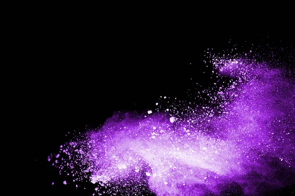 Рух Абстрактного Вибуху Пилу Заморожений Фіолетовим Чорному Тлі Зупинити Рух — стокове фото