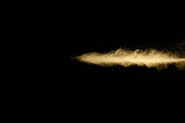 Golden Powder Explosion Black Background Colored Cloud Colorful Dust Explode — Stock Photo, Image