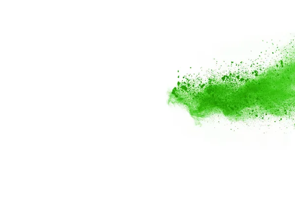 Explosão Verde Fundo Branco Nuvem Colorida Poeira Colorida Explode Pintura — Fotografia de Stock