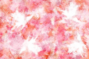Soyut pembe toz sıçramış arkaplan, patlayan renk tozunun hareketsiz hareketi / renk pudrası, beyaz arkaplanda renk parıltısı dokusu.