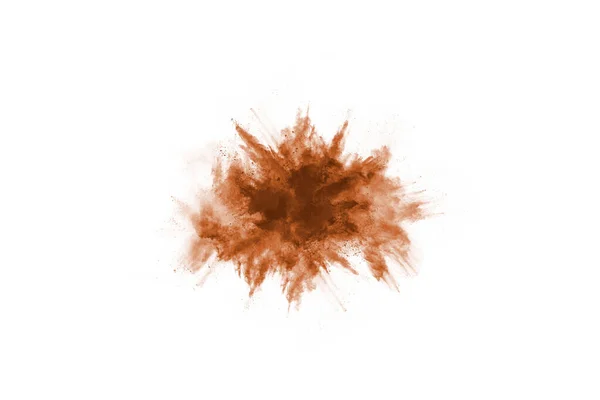 Colore Marrone Esplosione Polvere Sfondo Bianco Nuvola Colorata Polvere Colorata — Foto Stock