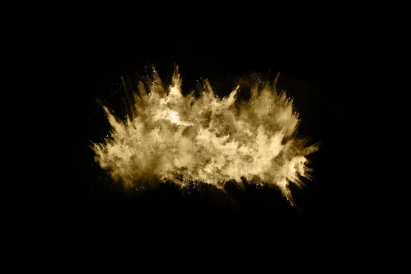黑色背景下的金色粉末爆炸彩云 五颜六色的灰尘爆炸了 油漆Holi — 图库照片