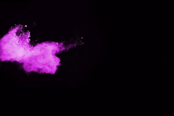 Růžový Prášek Exploze Černém Pozadí Barevný Mrak Barevný Prach Exploduje — Stock fotografie
