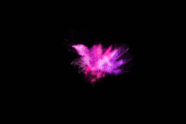 Движение Абстрактного Пылевого Взрыва Заморожено Фиолетовым Черном Фоне Остановить Движение — стоковое фото