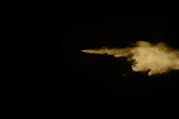 Explosão Dourado Fundo Preto Nuvem Colorida Poeira Colorida Explode Pintura — Fotografia de Stock