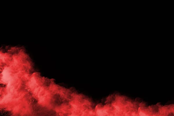 Abstraktes Rotes Pulver Explodiert Auf Schwarzem Hintergrund Abstraktes Rotes Pulver — Stockfoto