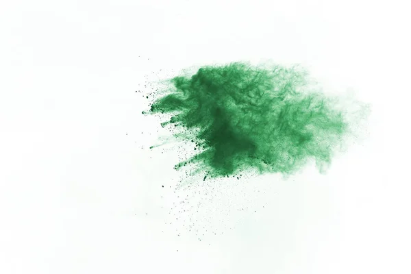 Beyaz Arka Planda Yeşil Toz Patlaması Renkli Bulut Renkli Toz — Stok fotoğraf
