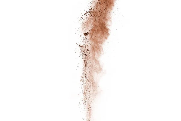 Brown Color Powder Explosion White Background Colored Cloud Colorful Dust — Stock Photo, Image